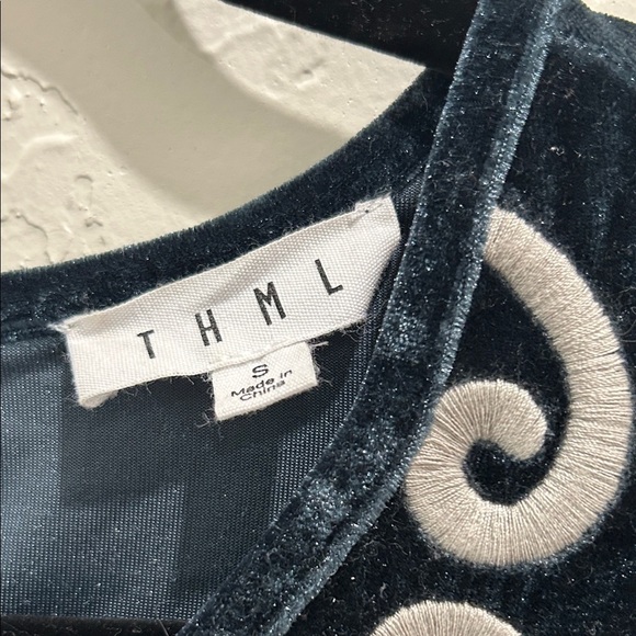 THML Green Velvet Top with Silver Embroidery.  JT - Picture 2 of 5